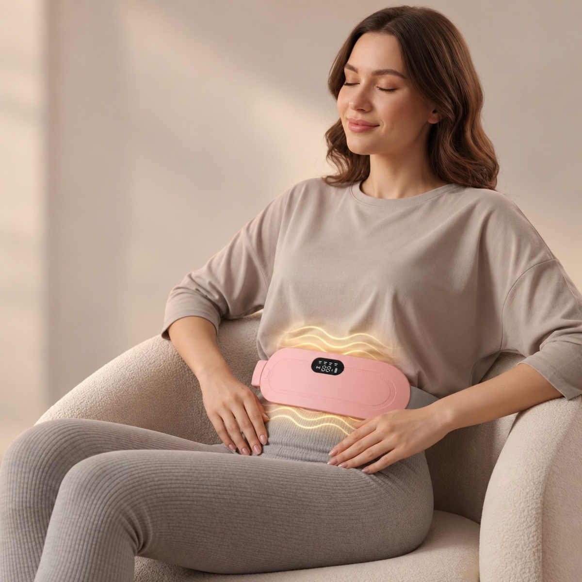 Cinturón Eléctrico de Masaje para Cólicos Menstruales y Molestia Lumbar con Calor y Vibración